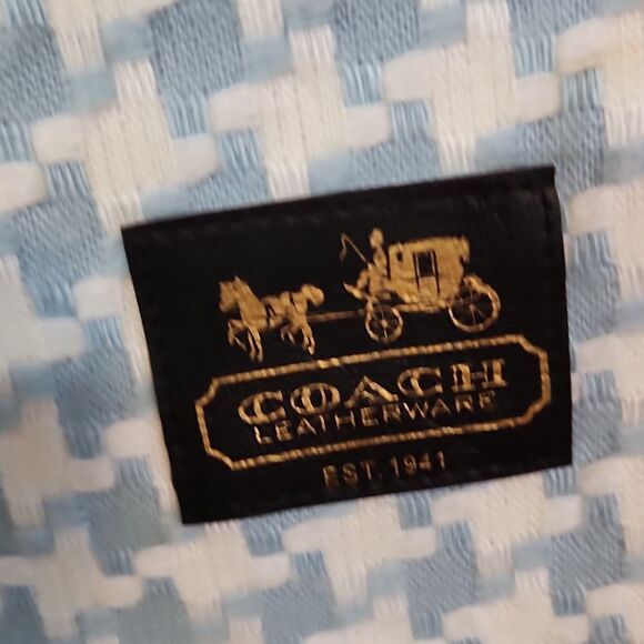 Coach scarf houdstooth blue white fringe soft womens scarf winter scarf preowned - Picture 6 of 10